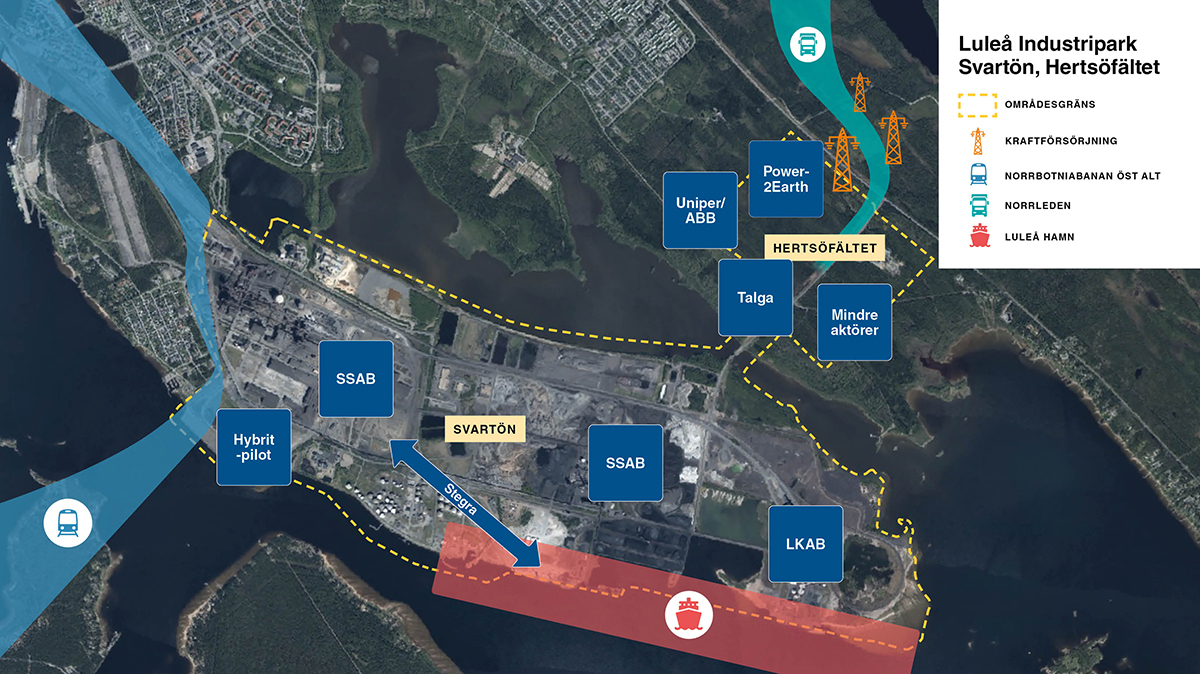 Aktuell planering för området Luleå Industripark