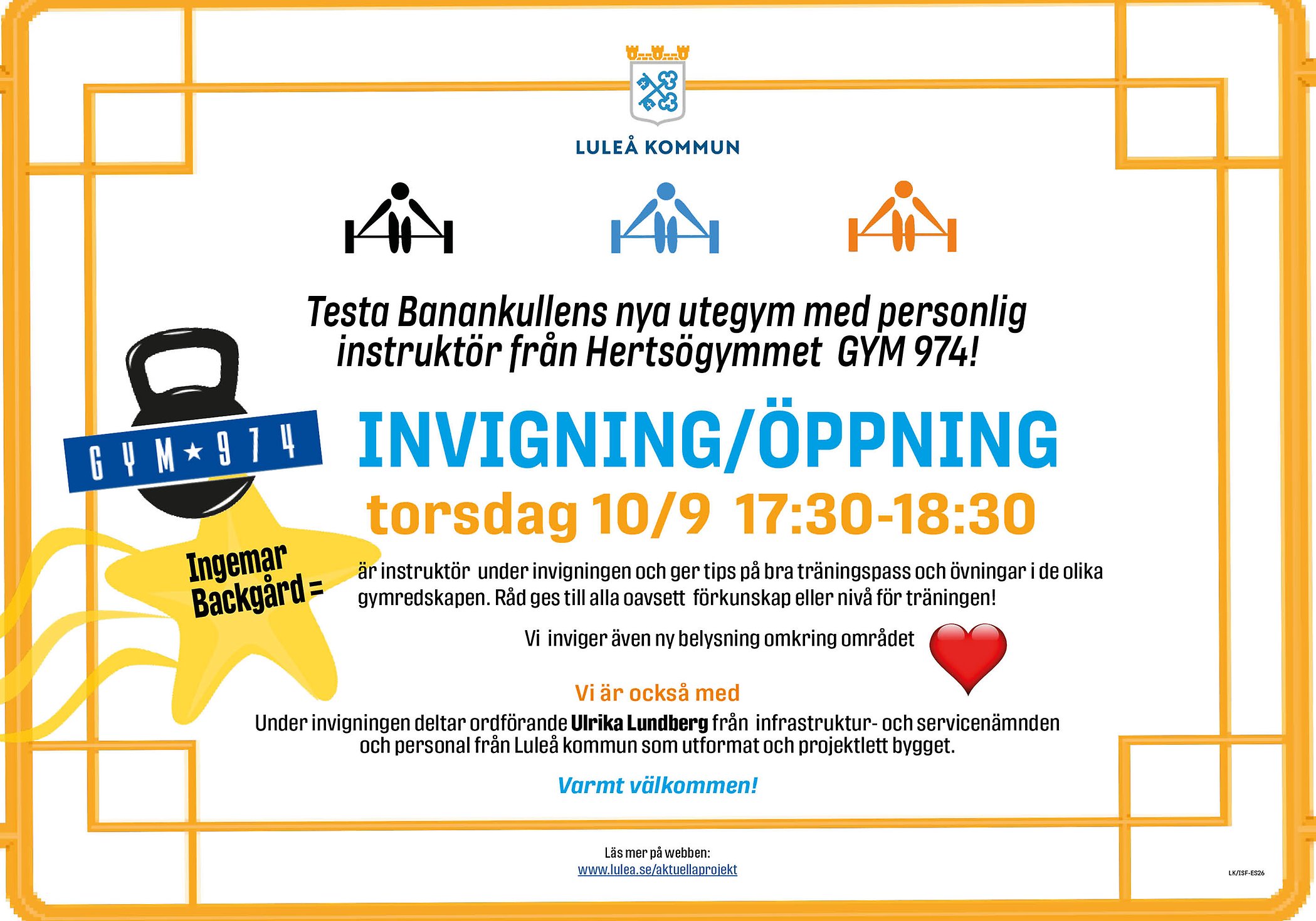 Affisch för invigningen av Hertsö utegym 10 september 2026