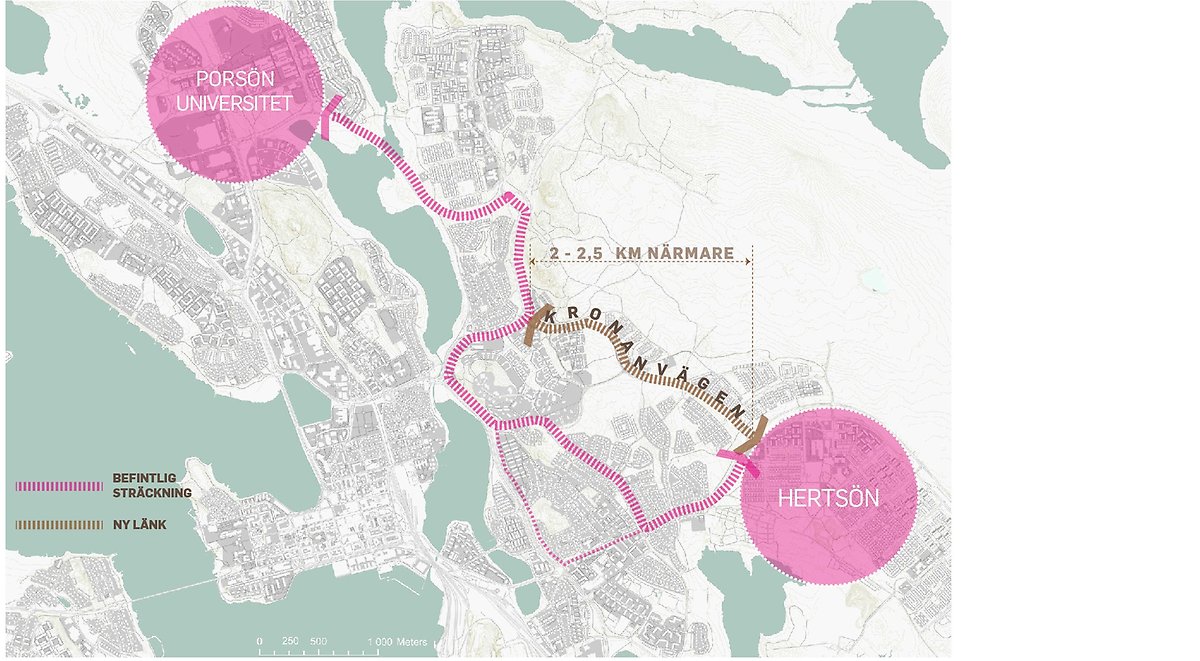 Bild över vägar som påverkas av byggen 2023