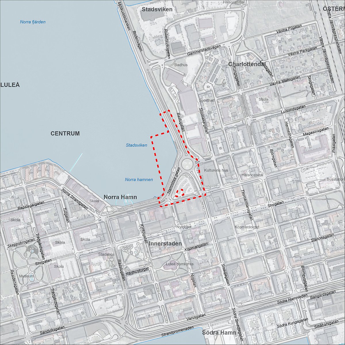 Översiktskarta ungefärligt planområde Trekanten